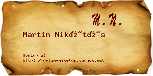 Martin Nikétás névjegykártya